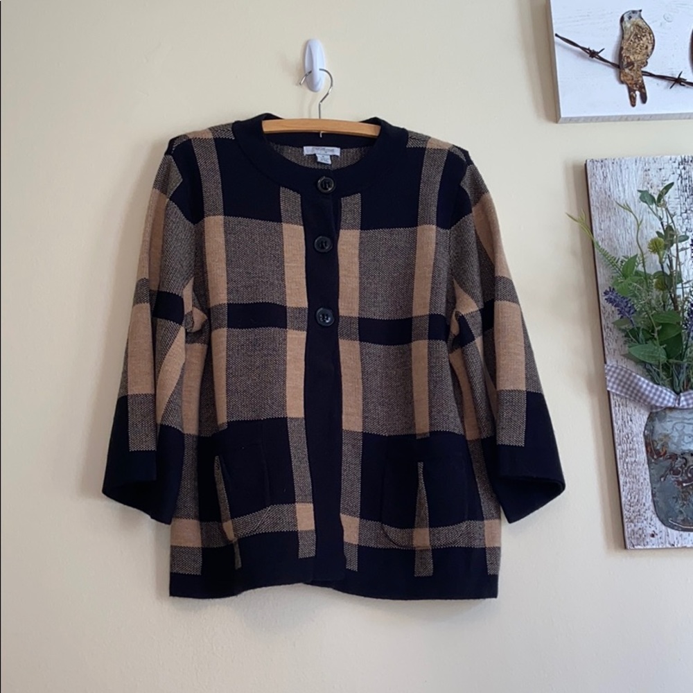 Plaid Sweater Cardigab